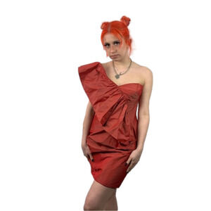 robert rodriguez  one shoulder tafetta dress